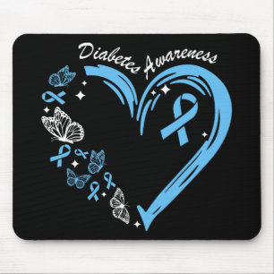 Diabetes Awareness Heart Blue Ribbon Diabetes Awar Mouse Mat