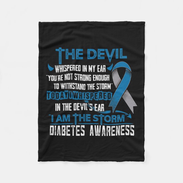 Diabetes Awareness I Am The Storm Devil  Fleece Blanket (Front)