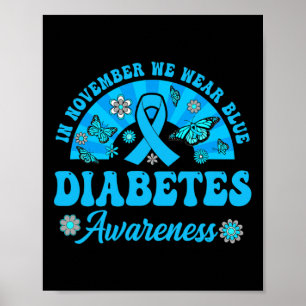 Diabetes Awareness In November We Wear Blue Groovy Poster