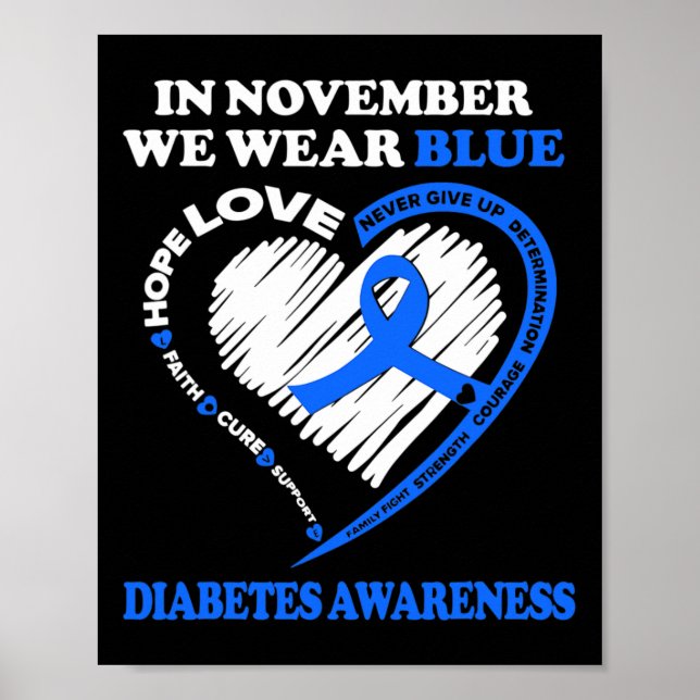 Diabetes Awareness  In November We Wear Blue  Poster (Front)