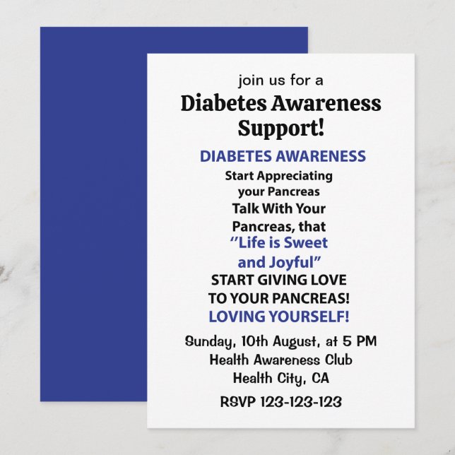 Diabetes Awareness Invitation (Front/Back)