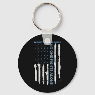 Diabetes Awareness Month American Flag Warrior T1 Key Ring