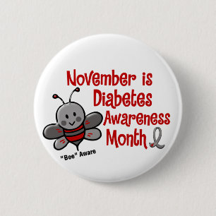 Diabetes Awareness Month Bee 1.3 6 Cm Round Badge