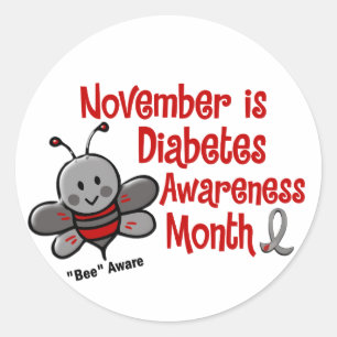 Diabetes Awareness Month Bee 1.3 Classic Round Sticker