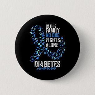 Diabetes Awareness Month Butterflies Blue Ribbon 6 Cm Round Badge