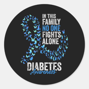 Diabetes Awareness Month Butterflies Blue Ribbon  Classic Round Sticker