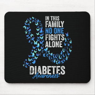 Diabetes Awareness Month Butterflies Blue Ribbon Mouse Mat