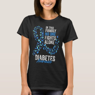 Diabetes Awareness Month Butterflies Blue Ribbon  T-Shirt