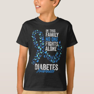 Diabetes Awareness Month Butterflies Blue Ribbon T-Shirt