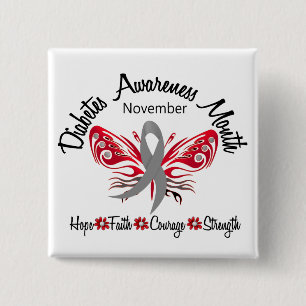 Diabetes Awareness Month Butterfly 3.2 15 Cm Square Badge