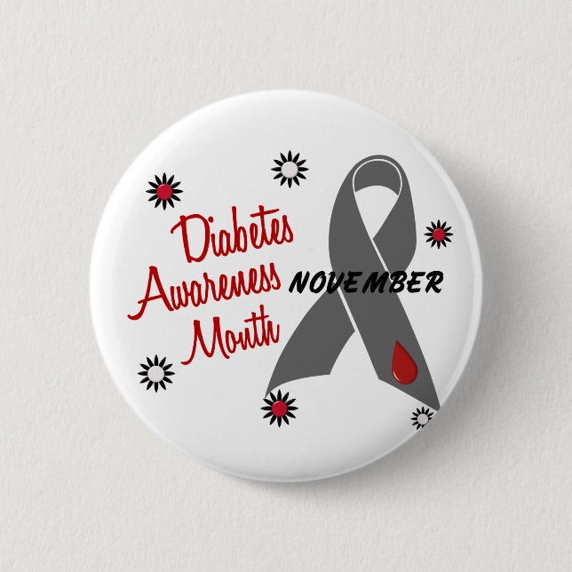 Diabetes Awareness Month Grey Ribbon 1.1 6 Cm Round Badge (Front)