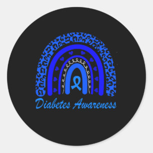 Diabetes Awareness Month Leopard Rainbow Women Classic Round Sticker