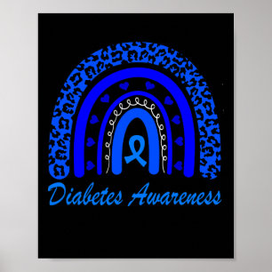 Diabetes Awareness Month Leopard Rainbow Women Poster