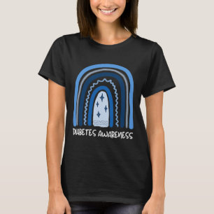 Diabetes Awareness Month November Blue Rainbow Rib T-Shirt