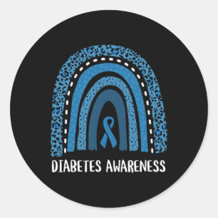 Diabetes Awareness Month Retro Rainbow T1 T2 1  Classic Round Sticker