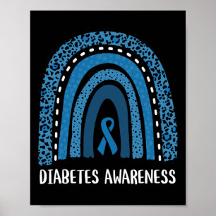 Diabetes Awareness Month Retro Rainbow T1 T2 1  Poster