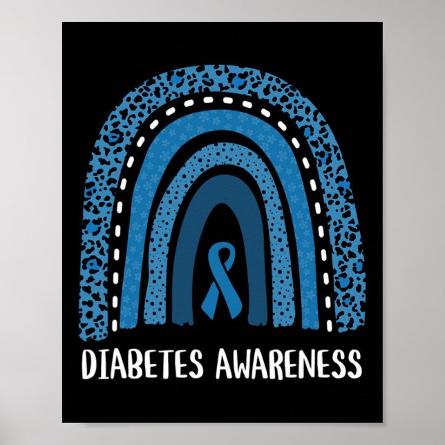 Diabetes Awareness Month Retro Rainbow T1 T2 1  Poster (Front)
