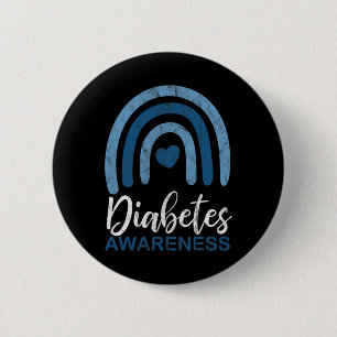 Diabetes Awareness Month Retro Rainbow T1 T2 6 Cm Round Badge