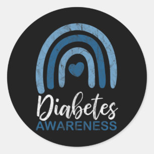 Diabetes Awareness Month Retro Rainbow T1 T2  Classic Round Sticker