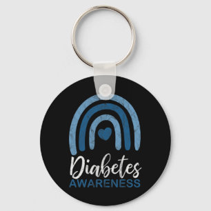 Diabetes Awareness Month Retro Rainbow T1 T2 Key Ring