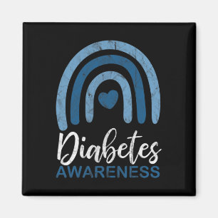 Diabetes Awareness Month Retro Rainbow T1 T2  Magnet