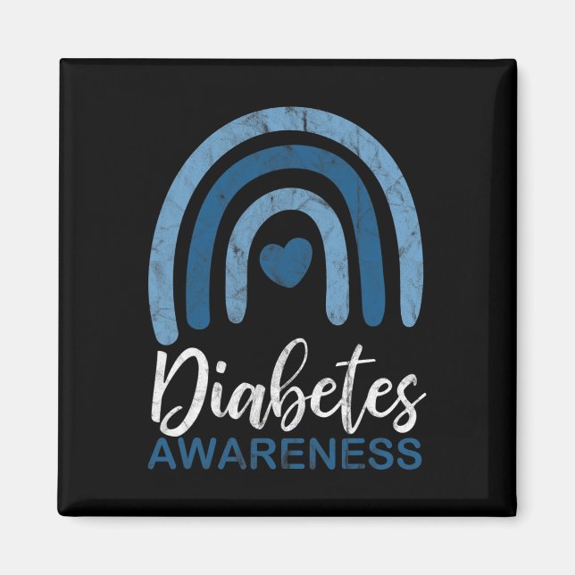Diabetes Awareness Month Retro Rainbow T1 T2  Magnet (Front)