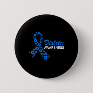 Diabetes Awareness Month Ribbon Flowers Women 6 Cm Round Badge