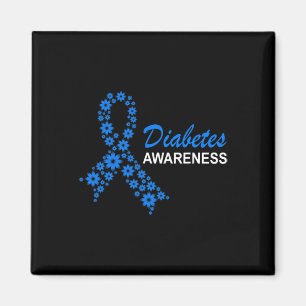 Diabetes Awareness Month Ribbon Flowers Women  Magnet