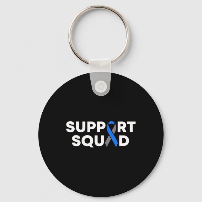 Diabetes Awareness Month Support Squad Blue Ribbon Key Ring (Front)