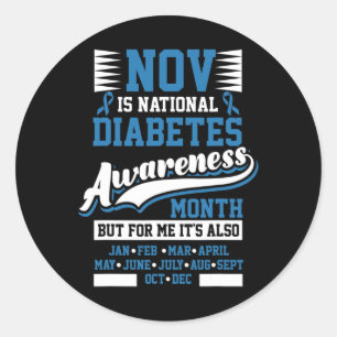 Diabetes Awareness Month T1 T2 Classic Round Sticker