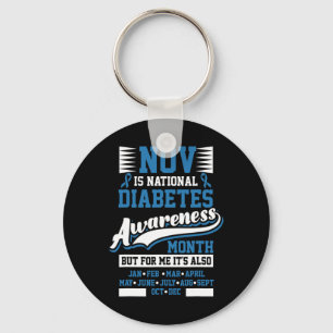 Diabetes Awareness Month T1 T2 Key Ring