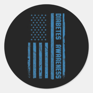 Diabetes Awareness Month Vintage American Flag T1 Classic Round Sticker