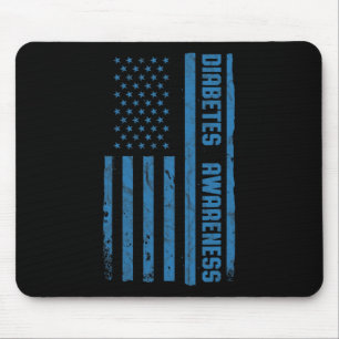 Diabetes Awareness Month Vintage American Flag T1 Mouse Mat