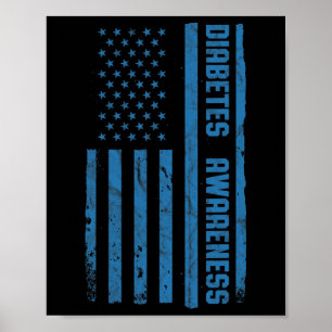 Diabetes Awareness Month Vintage American Flag T1  Poster