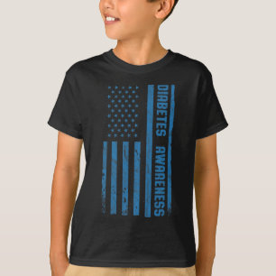 Diabetes Awareness Month Vintage American Flag T1 T-Shirt