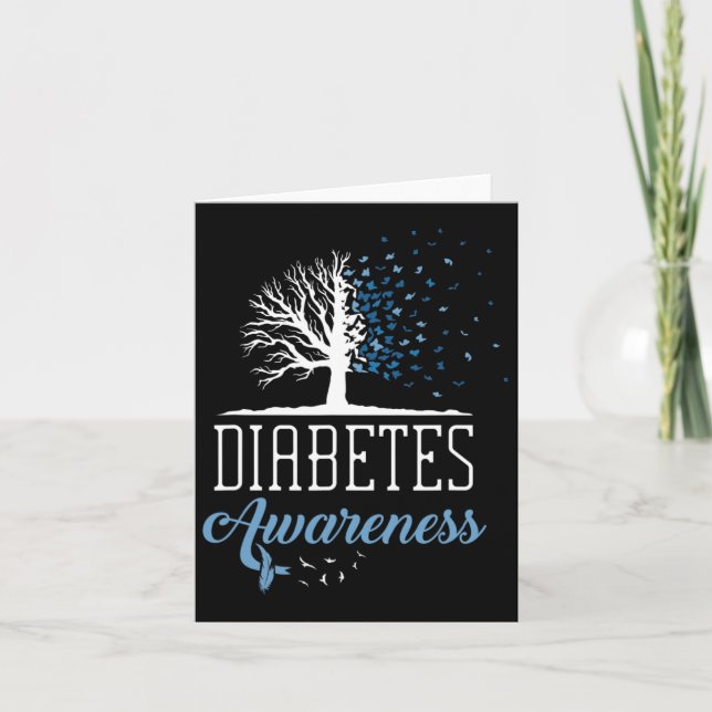 Diabetes Awareness Month Vintage Butterfly T1 T2  Card (Front)