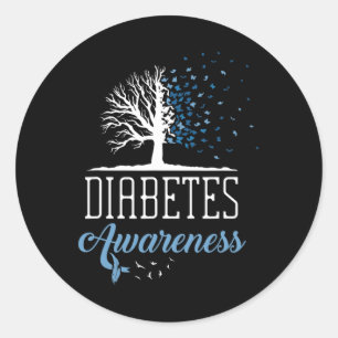 Diabetes Awareness Month Vintage Butterfly T1 T2 Classic Round Sticker