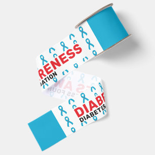 Diabetes Awareness Pattern Ribbon Grosgrain Ribbon