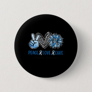 Diabetes Awareness Peace Love Cure Leopard Blue Su 6 Cm Round Badge