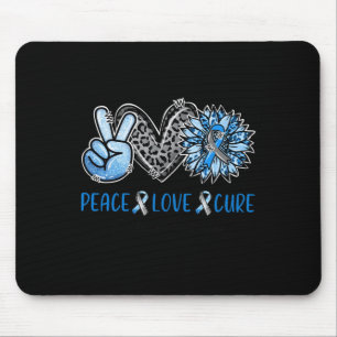 Diabetes Awareness Peace Love Cure Leopard Blue Su Mouse Mat