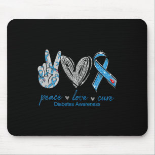 Diabetes Awareness Peace Love Cure Mouse Mat
