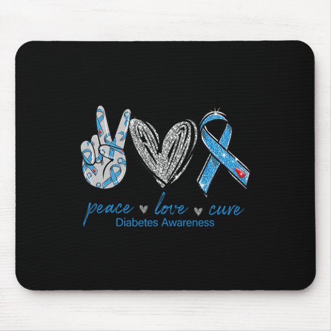 Diabetes Awareness Peace Love Cure  Mouse Mat (Front)