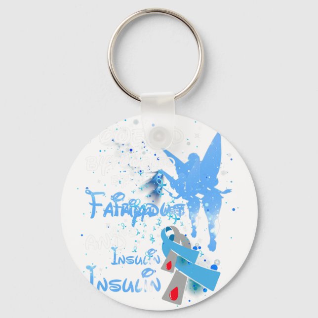 Diabetes Awareness Powered By Fairy Dust And Insul Key Ring (Front)
