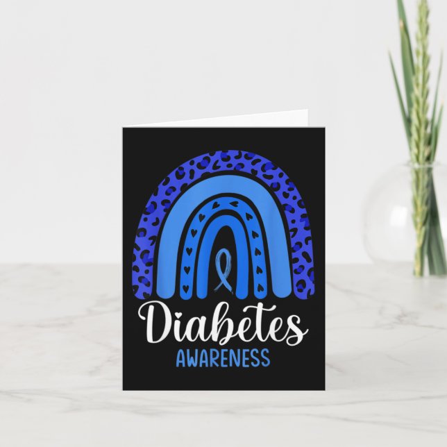 Diabetes Awareness Rainbow Blue Ribbon Fight T1 T2 Card (Front)