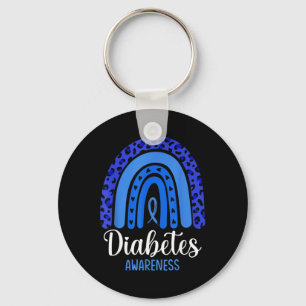 Diabetes Awareness Rainbow Blue Ribbon Fight T1 T2 Key Ring