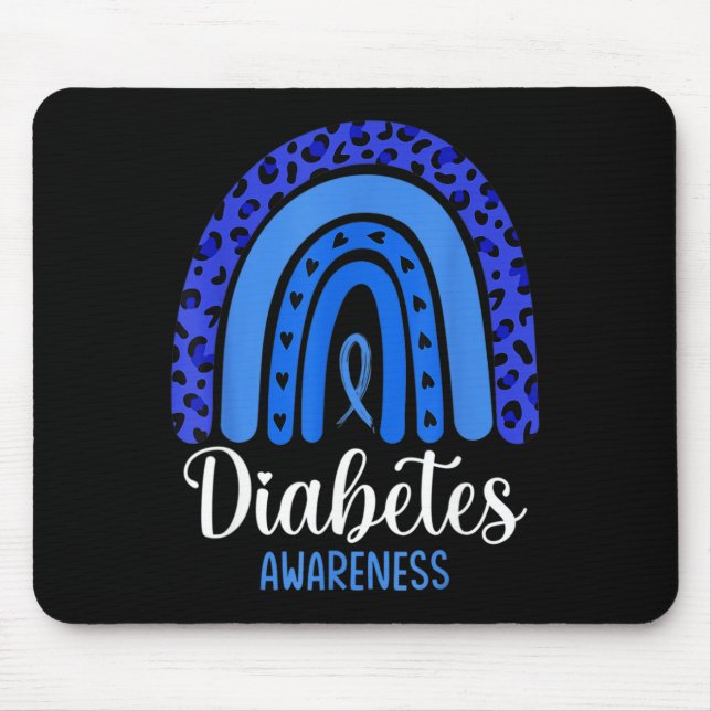 Diabetes Awareness Rainbow Blue Ribbon Fight T1 T2 Mouse Mat (Front)