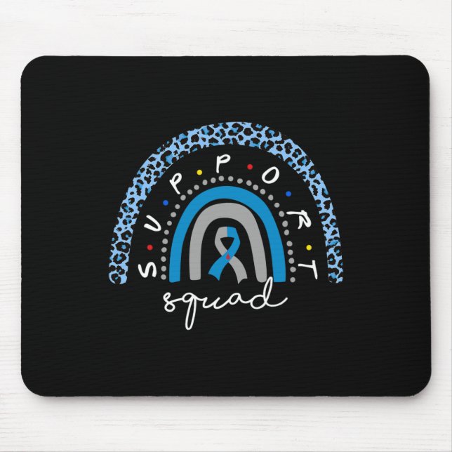 Diabetes Awareness Rainbow Leopard Support Squad B Mouse Mat (Front)