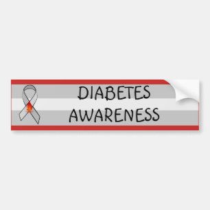Diabetes Awareness Red and Grey Awareness Ribbon Bumper Sticker