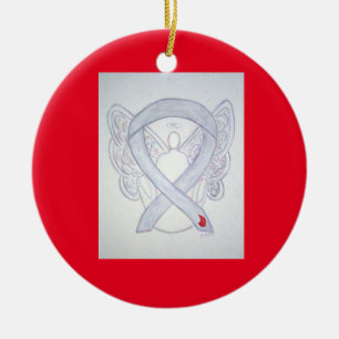 Diabetes Awareness Ribbon Angel Art Ornaments
