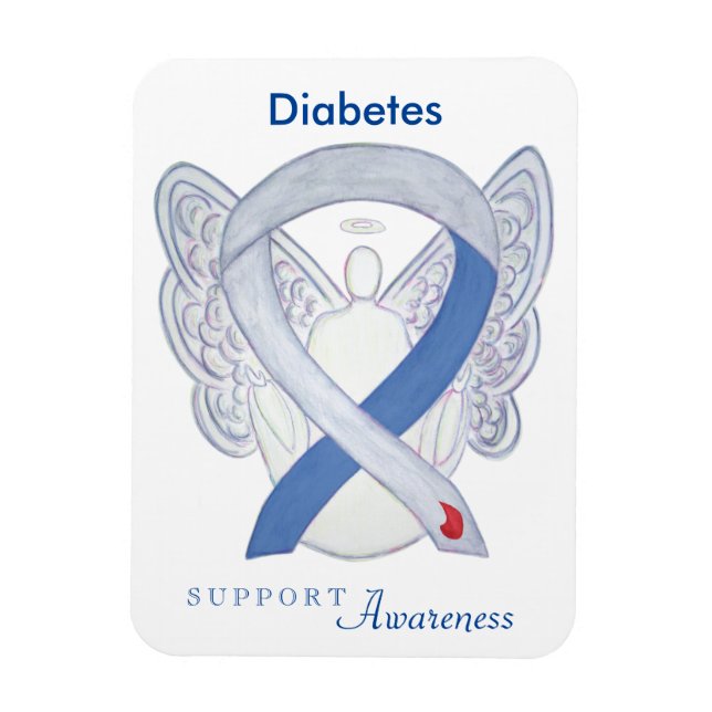 Diabetes Awareness Ribbon Angel Custom Art Magnets (Vertical)